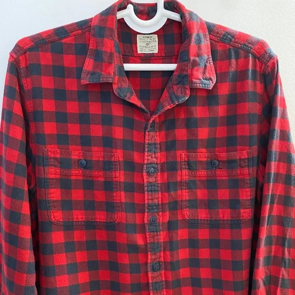 J.Crew Flannel Slim-fit Red and Black Shirt - Size L - Picture 3 of 6